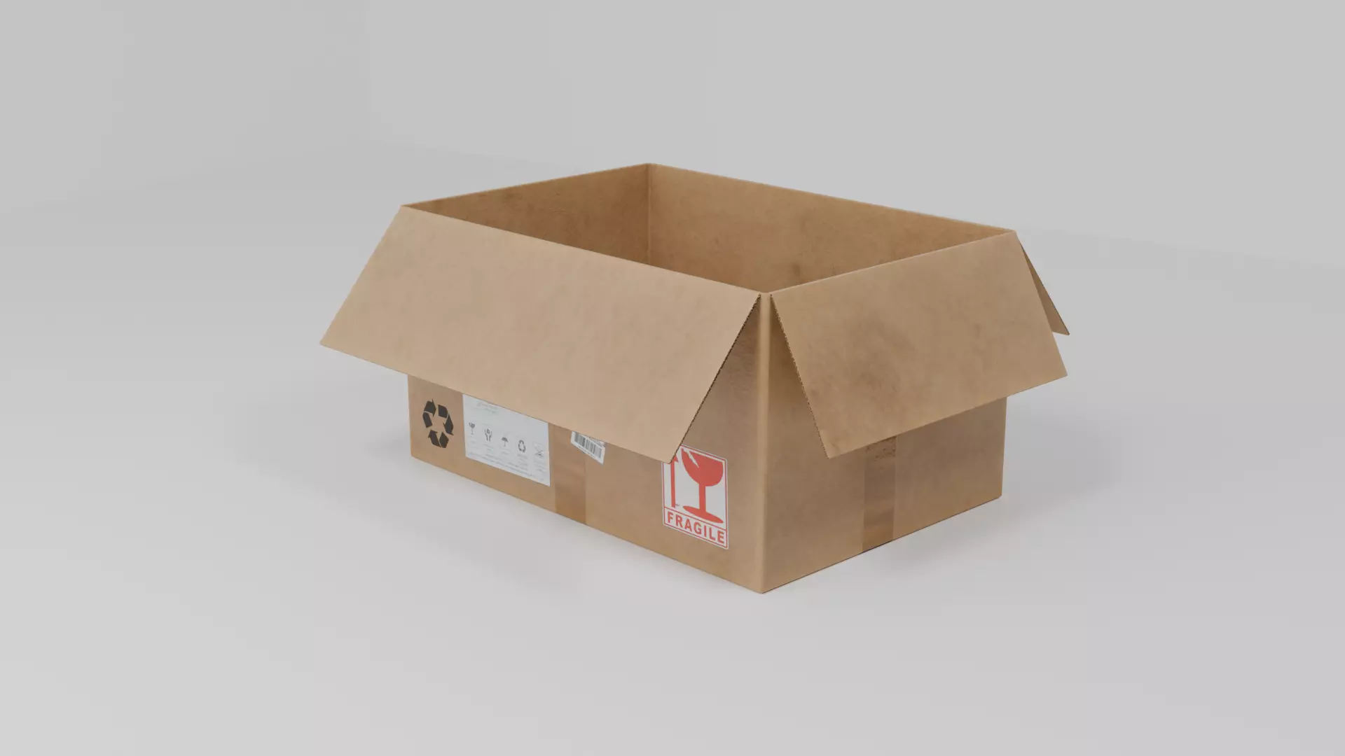 Cardboard Mailing Box opened Low-poly 3D model_3