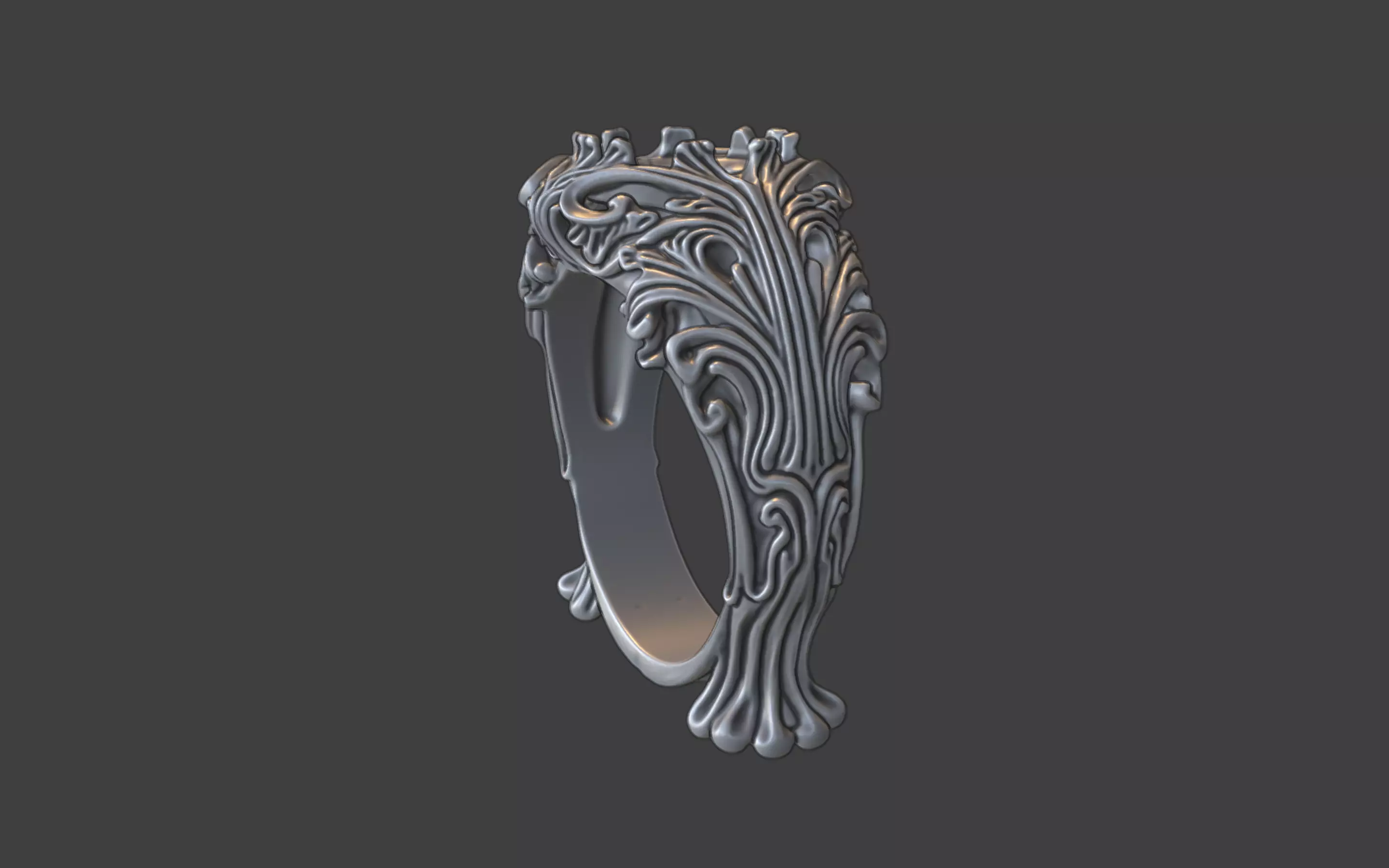 ornamental scrollwork gemstone antique style ring silver 3D print model_14