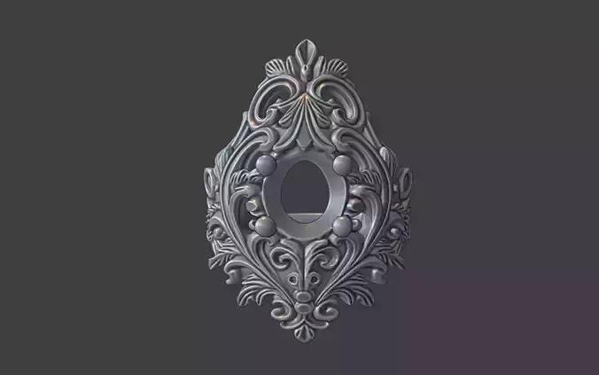 large ornamental scrollwork gemstone ring silver