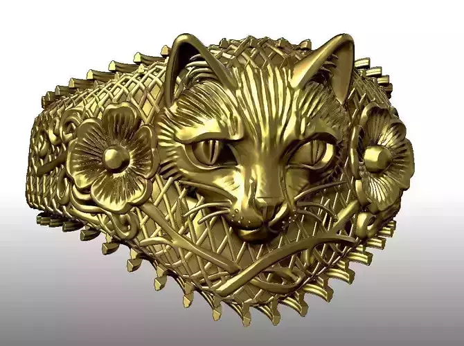 cat  ring   for 3d print-fashion ring