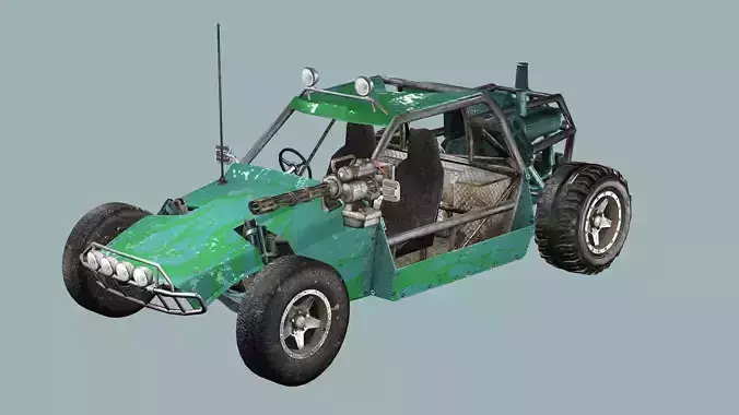 Post-Apocalypse Buggy Car F With Gunholder 3D Model
