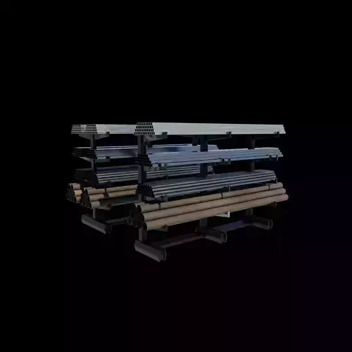 Steel storage rack with pipe 3D model