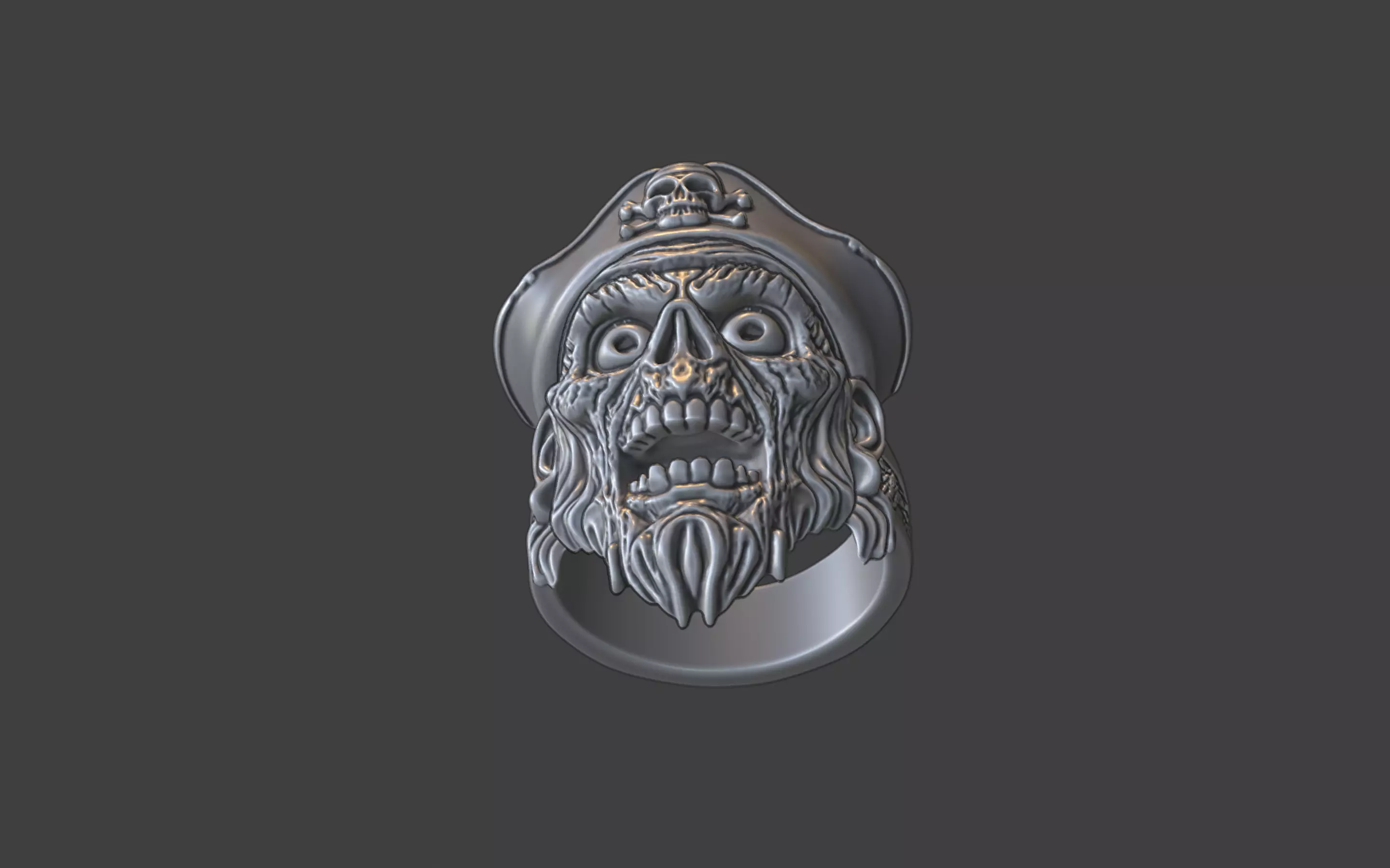zombie pirate ring 3D print model_23