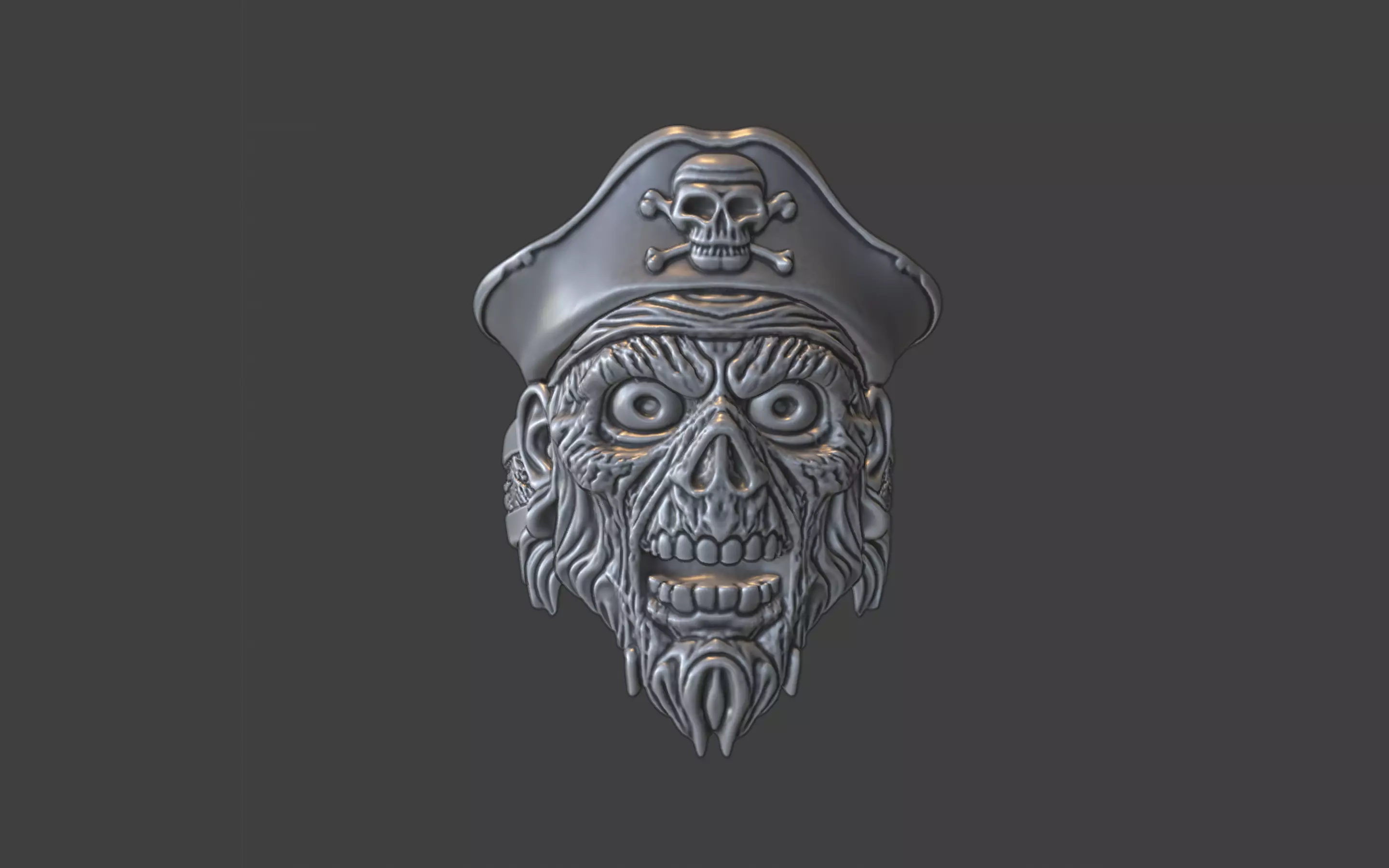 zombie pirate ring 3D print model_22