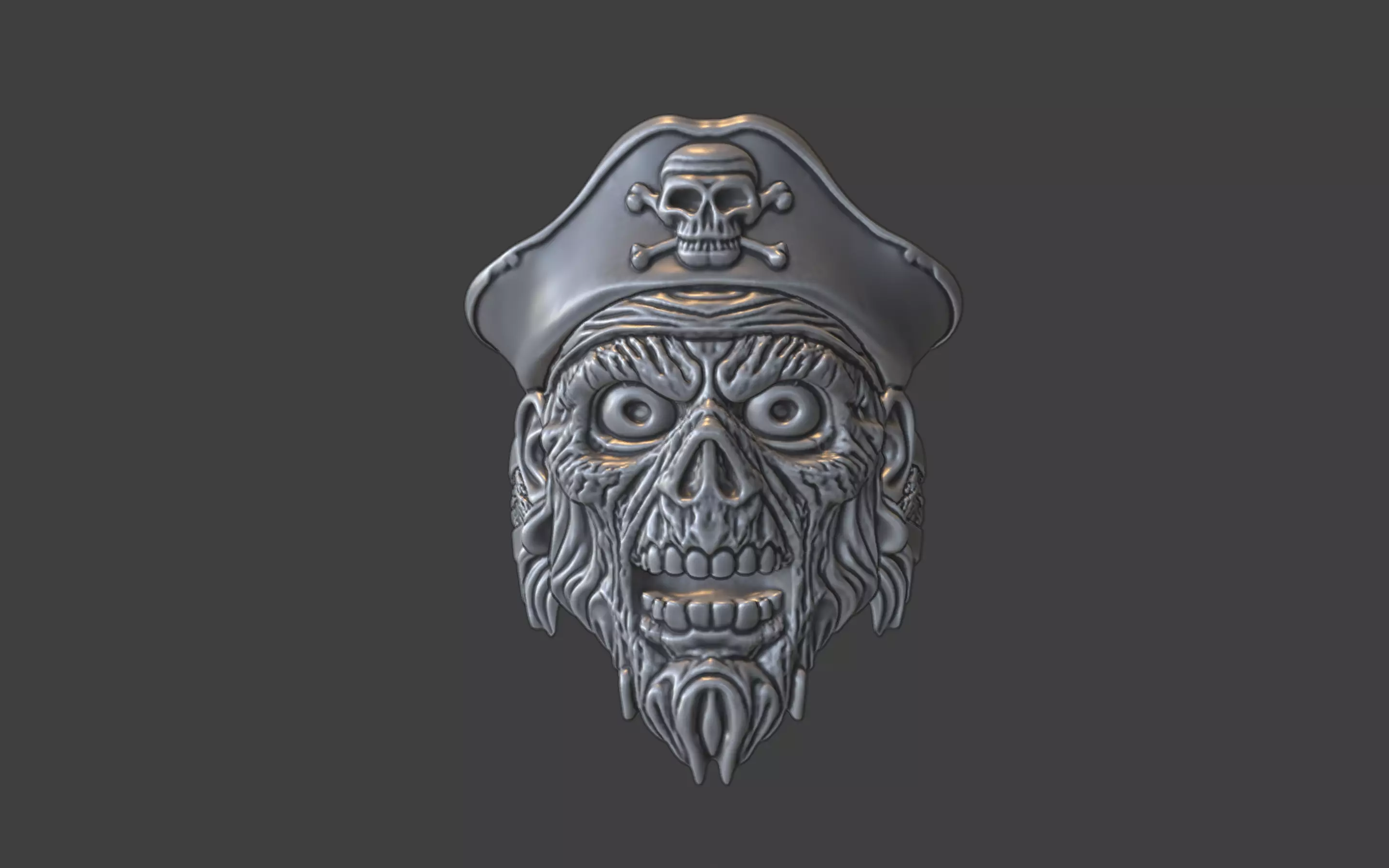 zombie pirate ring 3D print model_12