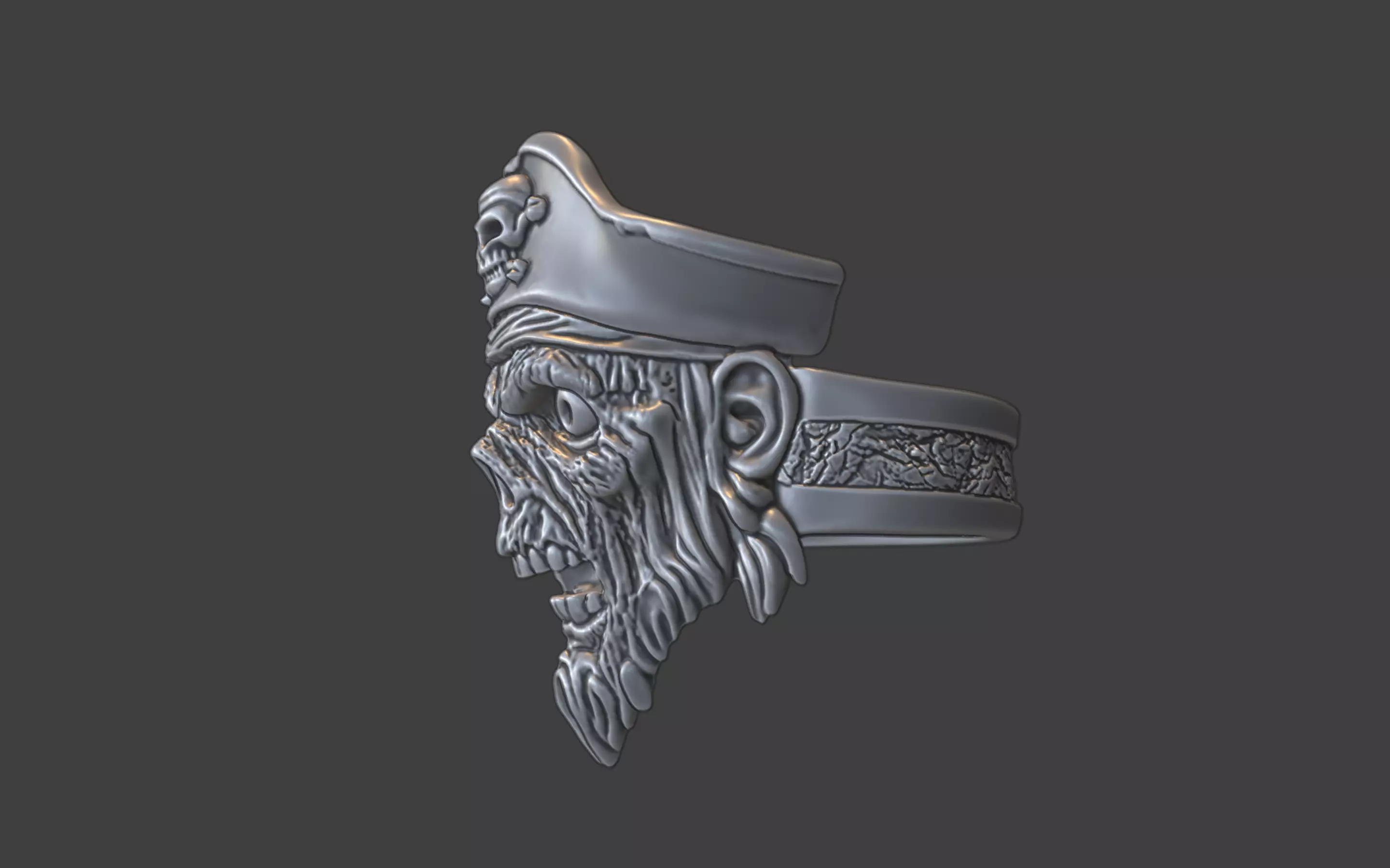 zombie pirate ring 3D print model_14