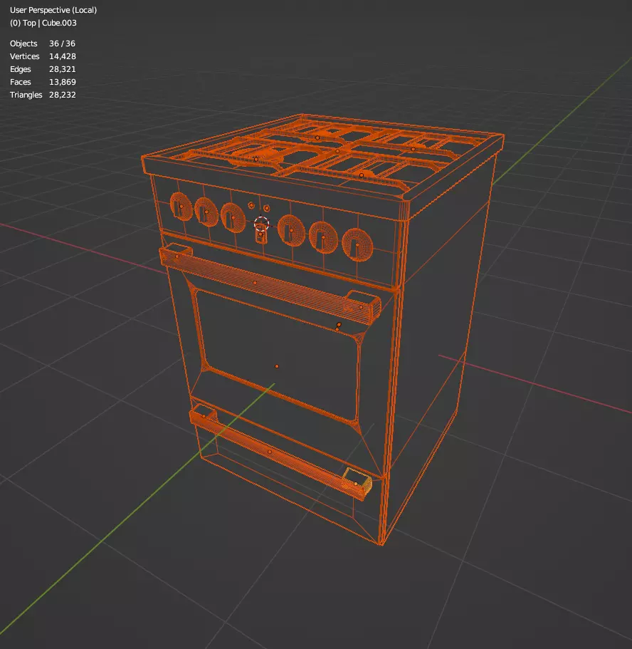 Vintage Oven 3D model_3