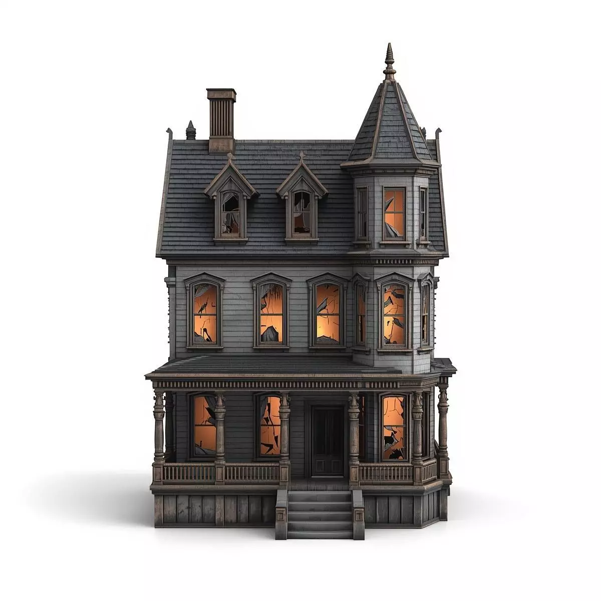 Haunted Victorian Manor Low-poly 3D model_0