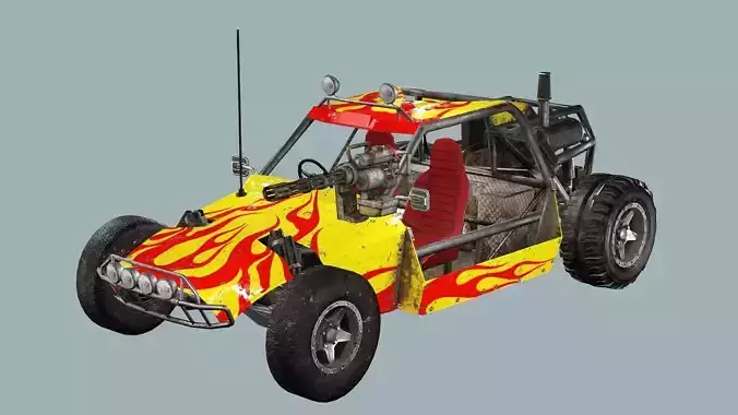 Post-Apocalypse Buggy Car E With Gunholder 3D Model