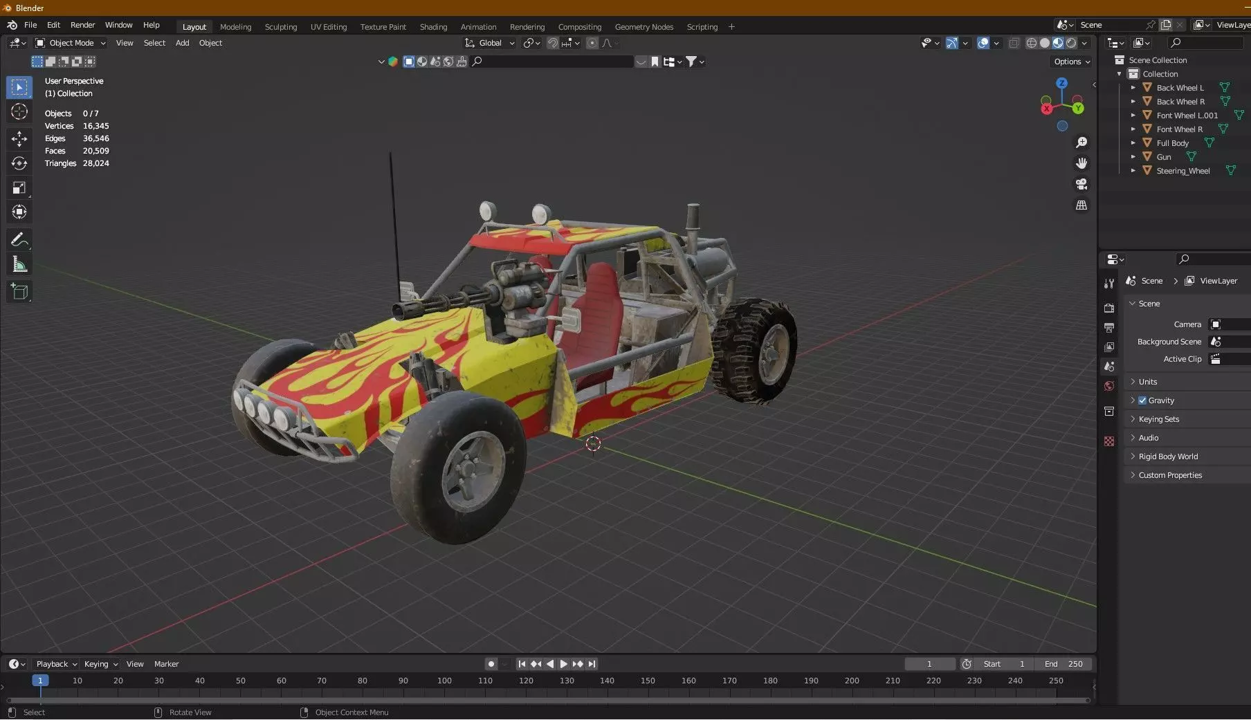 Post-Apocalypse Buggy Car E With Gunholder 3D Model Low-poly 3D model_11