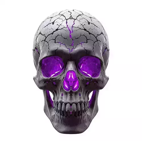 Arcane Cracked Skull with Purple Glow 3D Model
