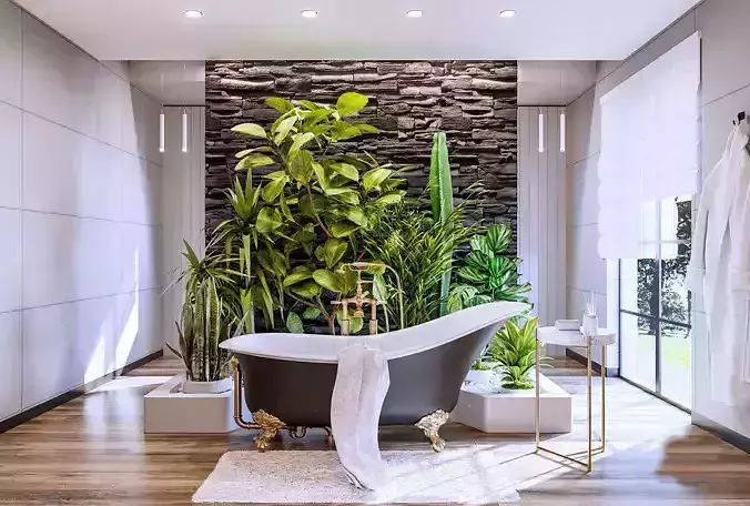 A garden in the bathroom