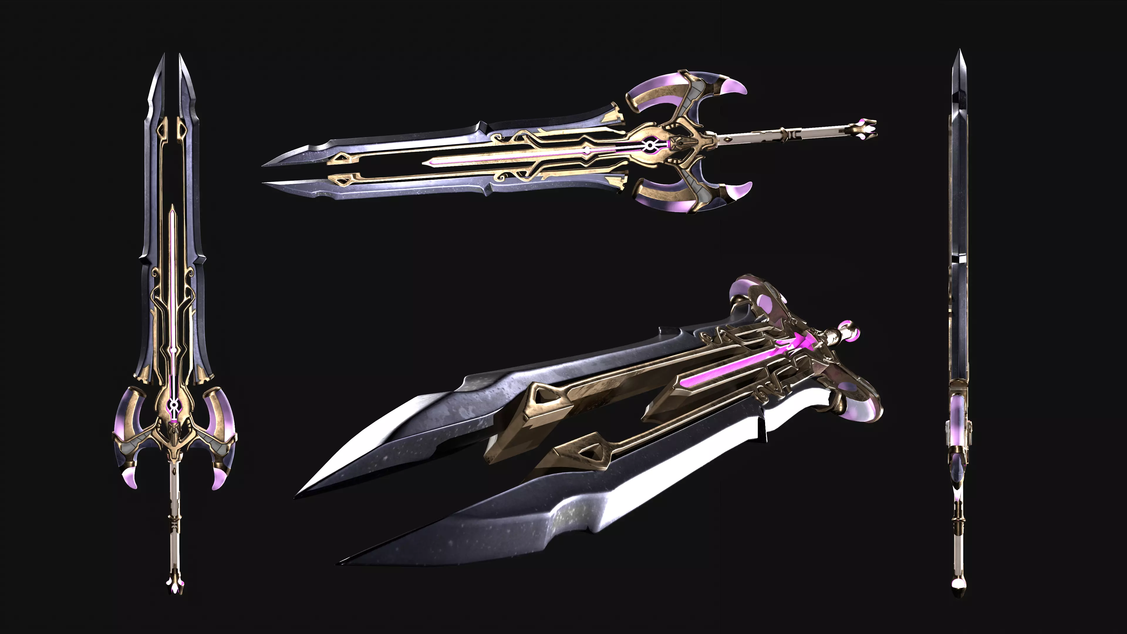 Fantasy Sword 3D Model Game Ready Weapon Low-poly 3D model_0