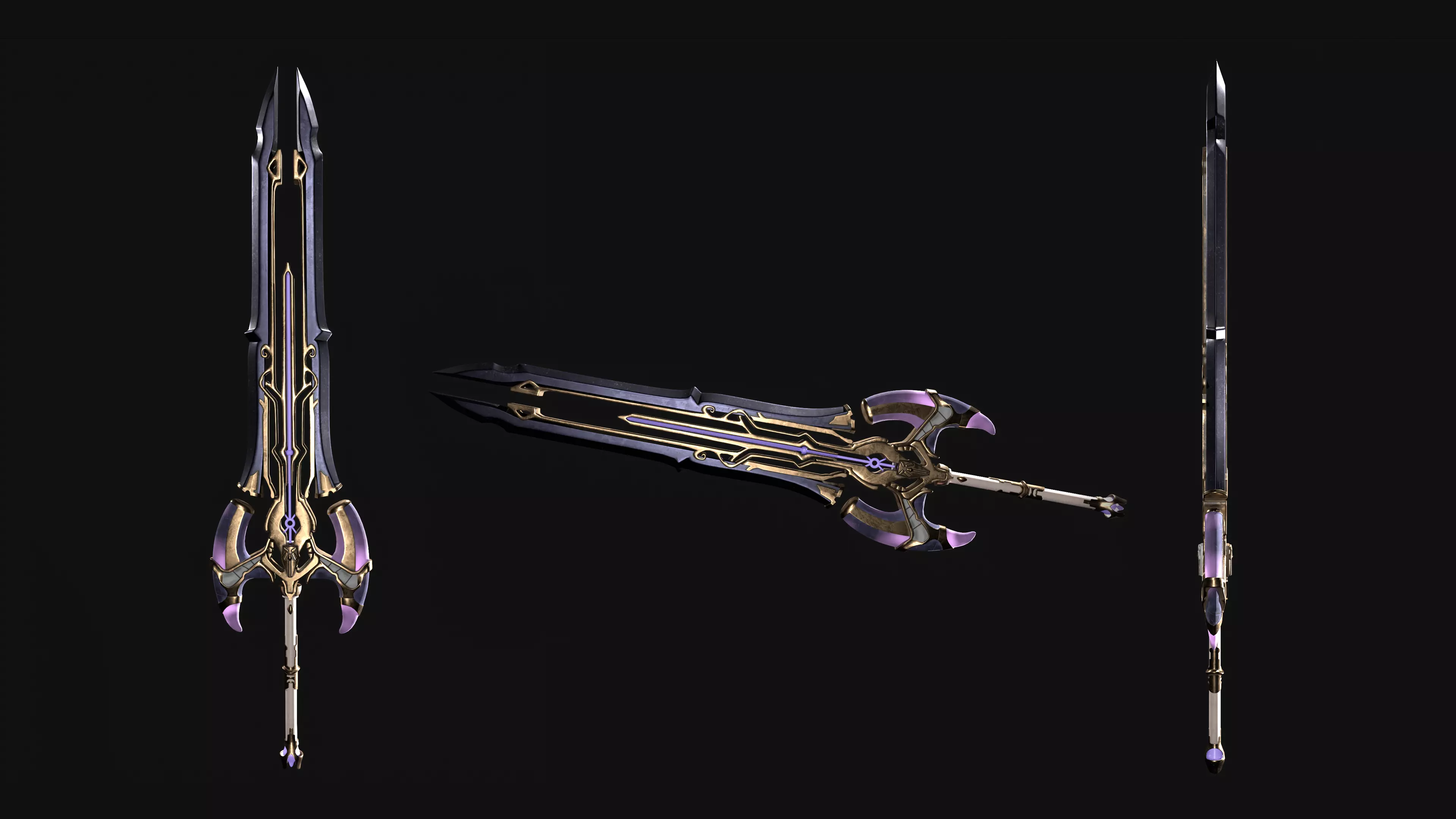 Fantasy Sword 3D Model Game Ready Weapon Low-poly 3D model_1