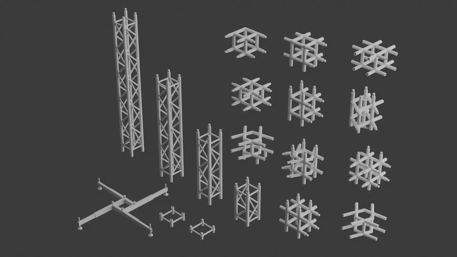Square Truss Standard Collection - 18 PCS Modular 3D model 3D model_0
