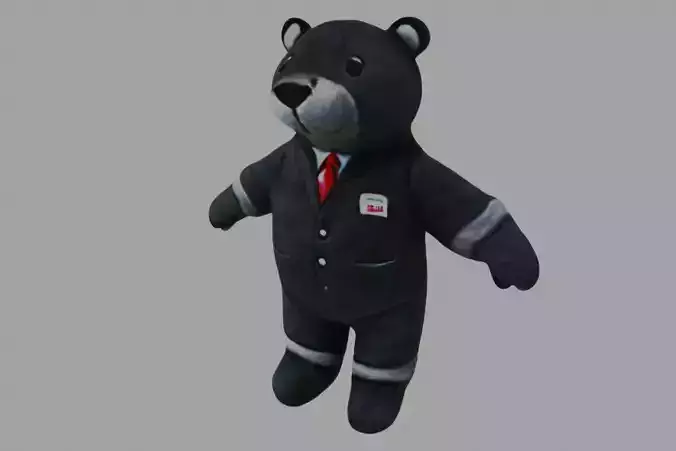 Grey Tedy Bear wearing work Suit Toy