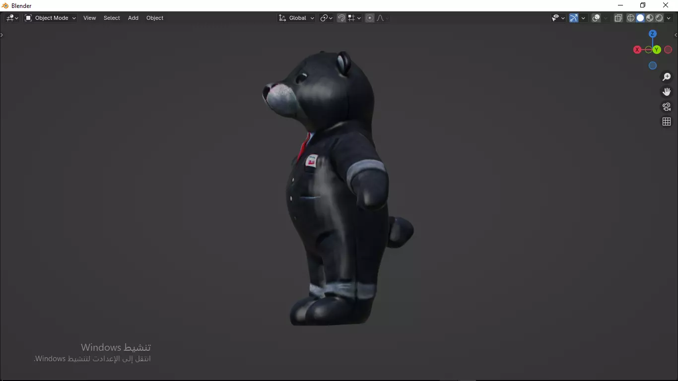 Grey Tedy Bear wearing work Suit Toy Low-poly 3D model_3