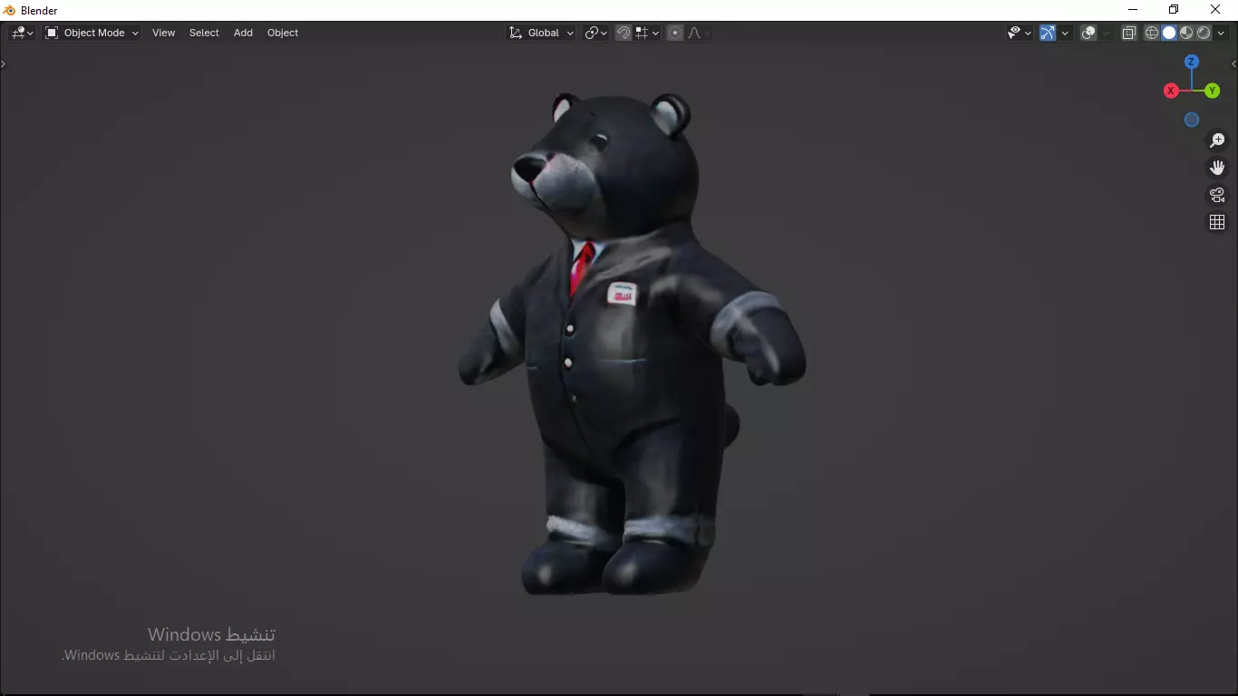 Grey Tedy Bear wearing work Suit Toy Low-poly 3D model_2