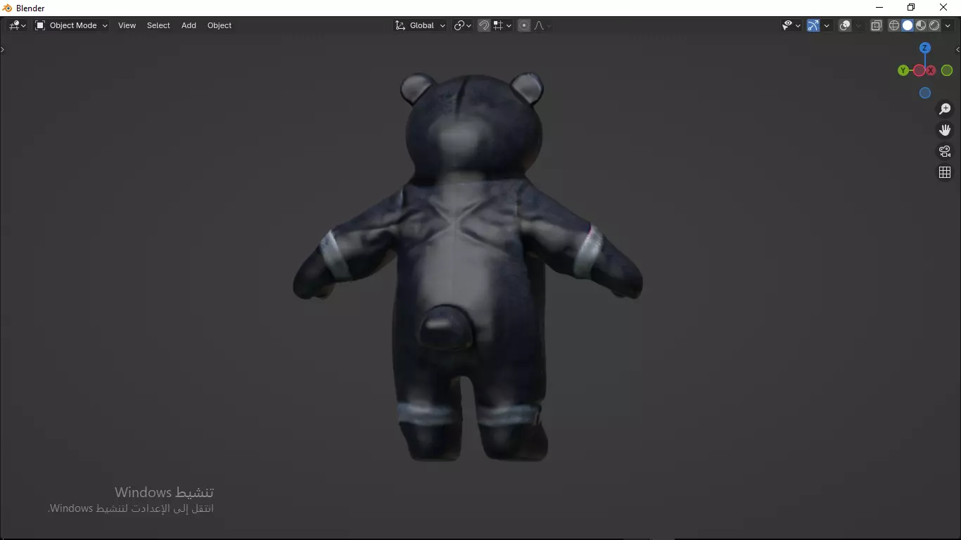 Grey Tedy Bear wearing work Suit Toy Low-poly 3D model_5