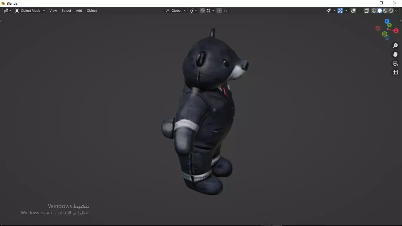 Grey Tedy Bear wearing work Suit Toy Low-poly 3D model_21