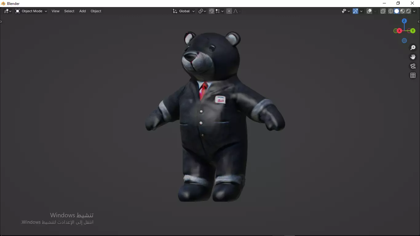 Grey Tedy Bear wearing work Suit Toy Low-poly 3D model_13