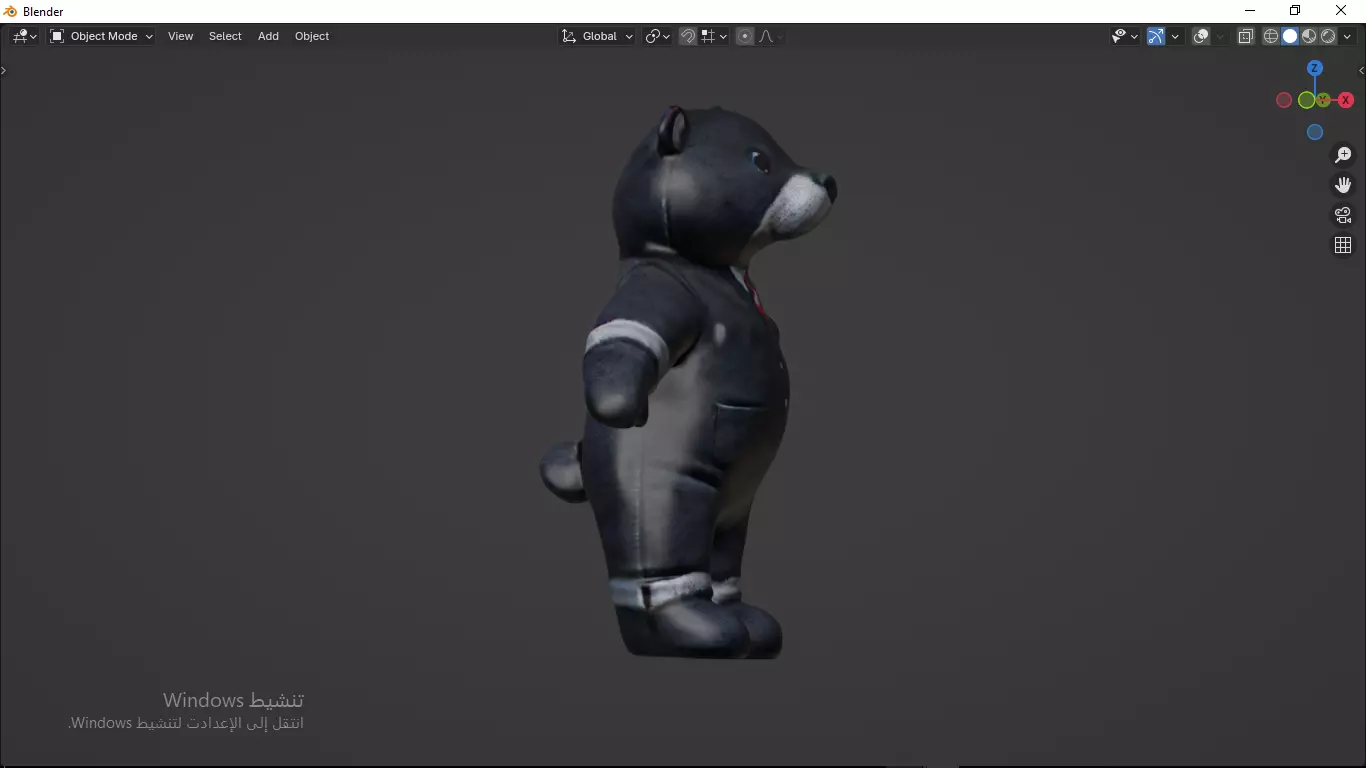 Grey Tedy Bear wearing work Suit Toy Low-poly 3D model_7