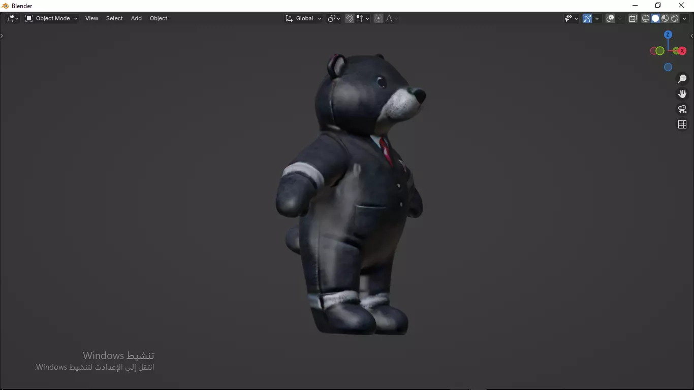 Grey Tedy Bear wearing work Suit Toy Low-poly 3D model_6