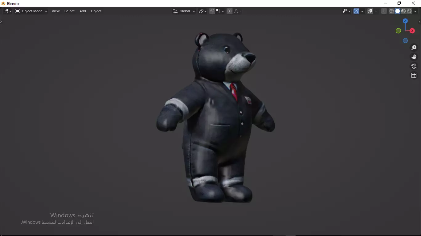 Grey Tedy Bear wearing work Suit Toy Low-poly 3D model_9