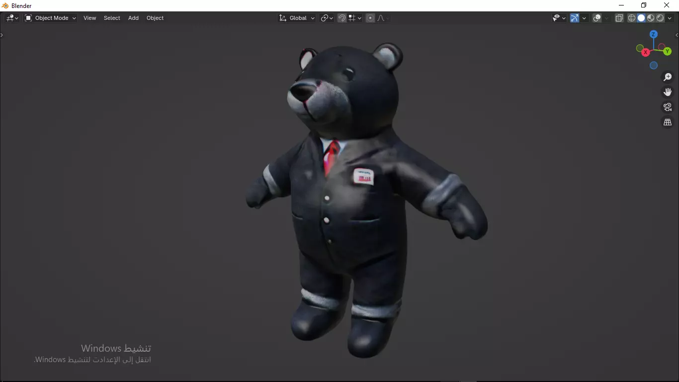 Grey Tedy Bear wearing work Suit Toy Low-poly 3D model_11