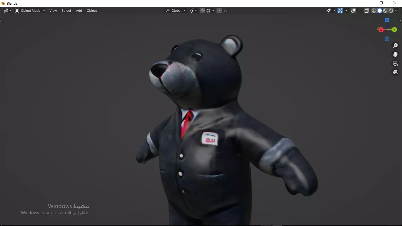 Grey Tedy Bear wearing work Suit Toy Low-poly 3D model_27
