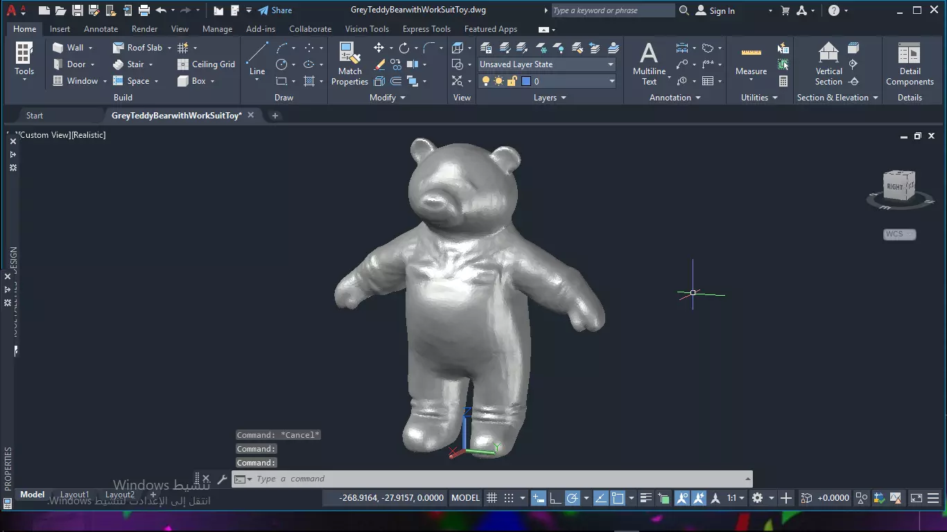 Grey Tedy Bear wearing work Suit Toy Low-poly 3D model_41
