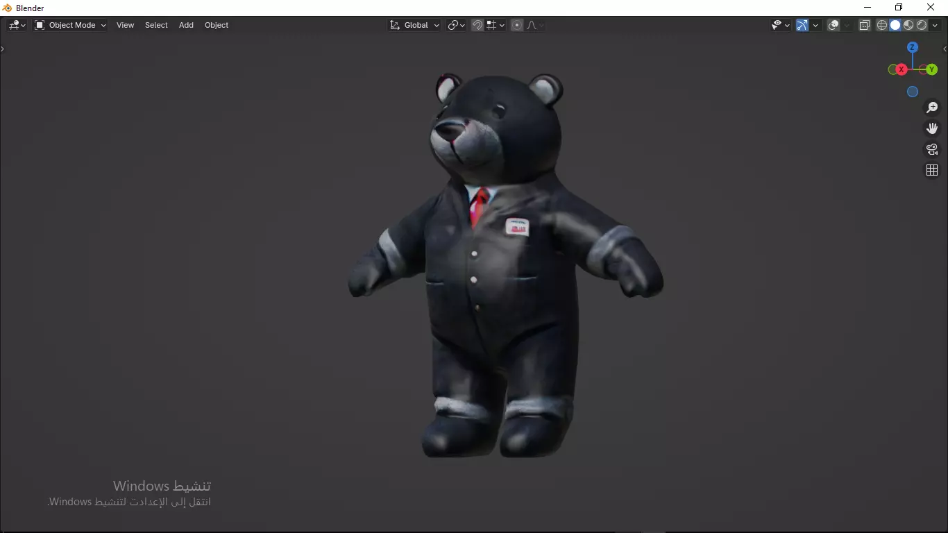 Grey Tedy Bear wearing work Suit Toy Low-poly 3D model_10