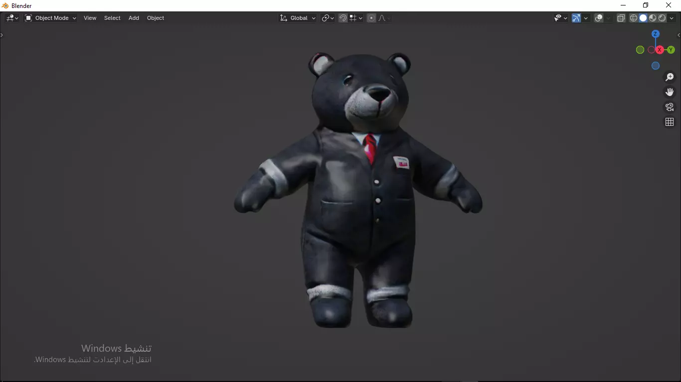Grey Tedy Bear wearing work Suit Toy Low-poly 3D model_15