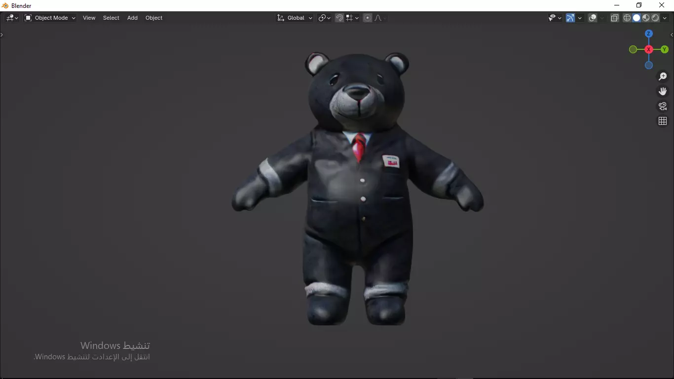 Grey Tedy Bear wearing work Suit Toy Low-poly 3D model_1