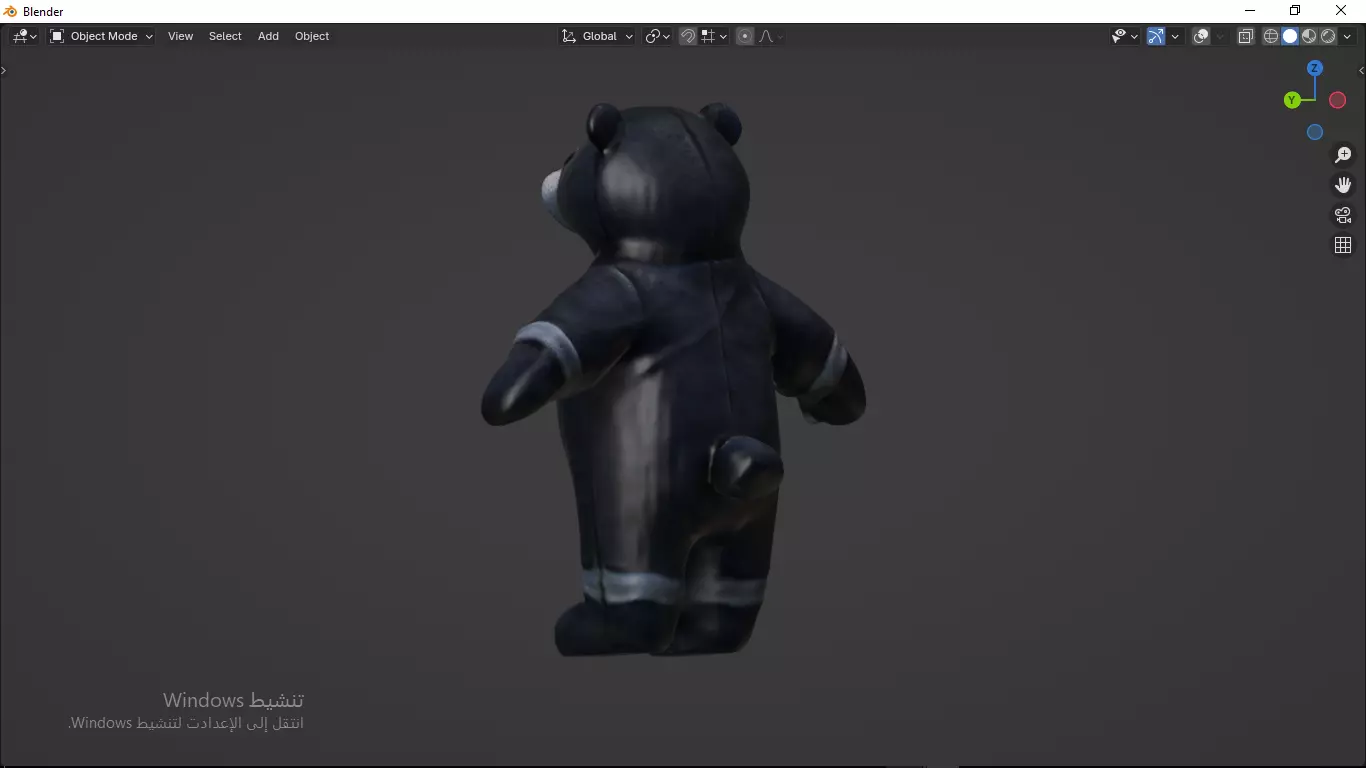 Grey Tedy Bear wearing work Suit Toy Low-poly 3D model_12
