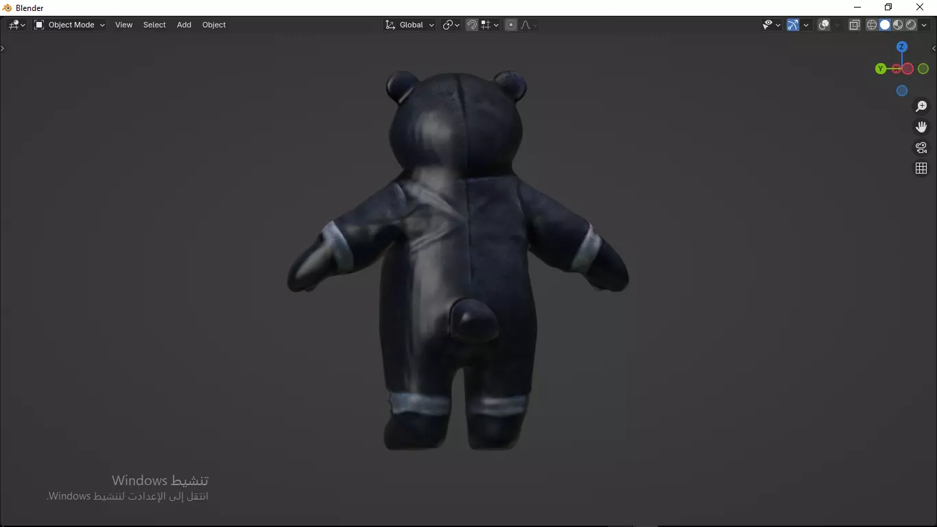 Grey Tedy Bear wearing work Suit Toy Low-poly 3D model_4