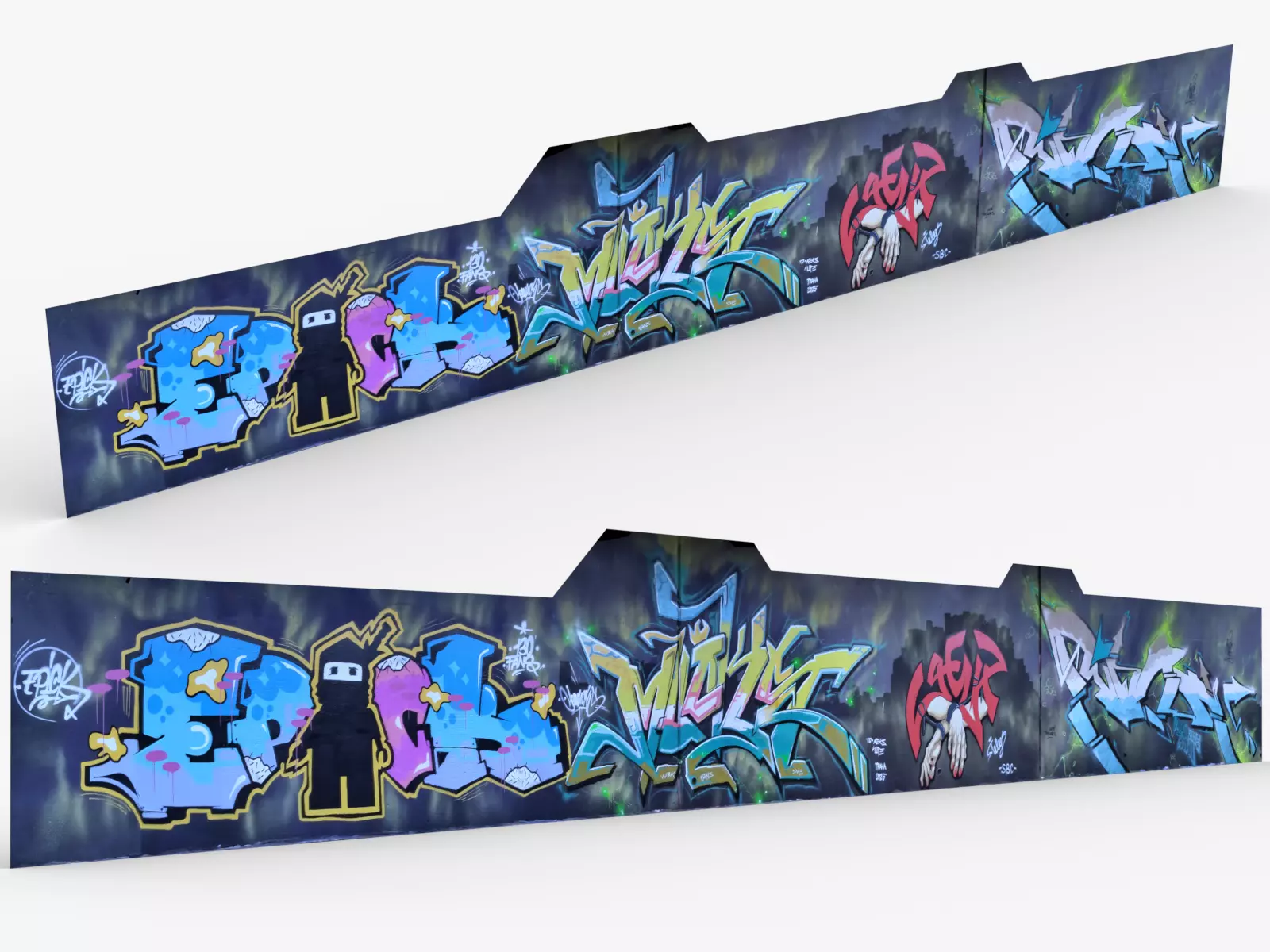Big graffiti wall III 3D model_0