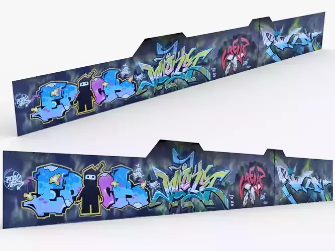 Big graffiti wall III 3D model