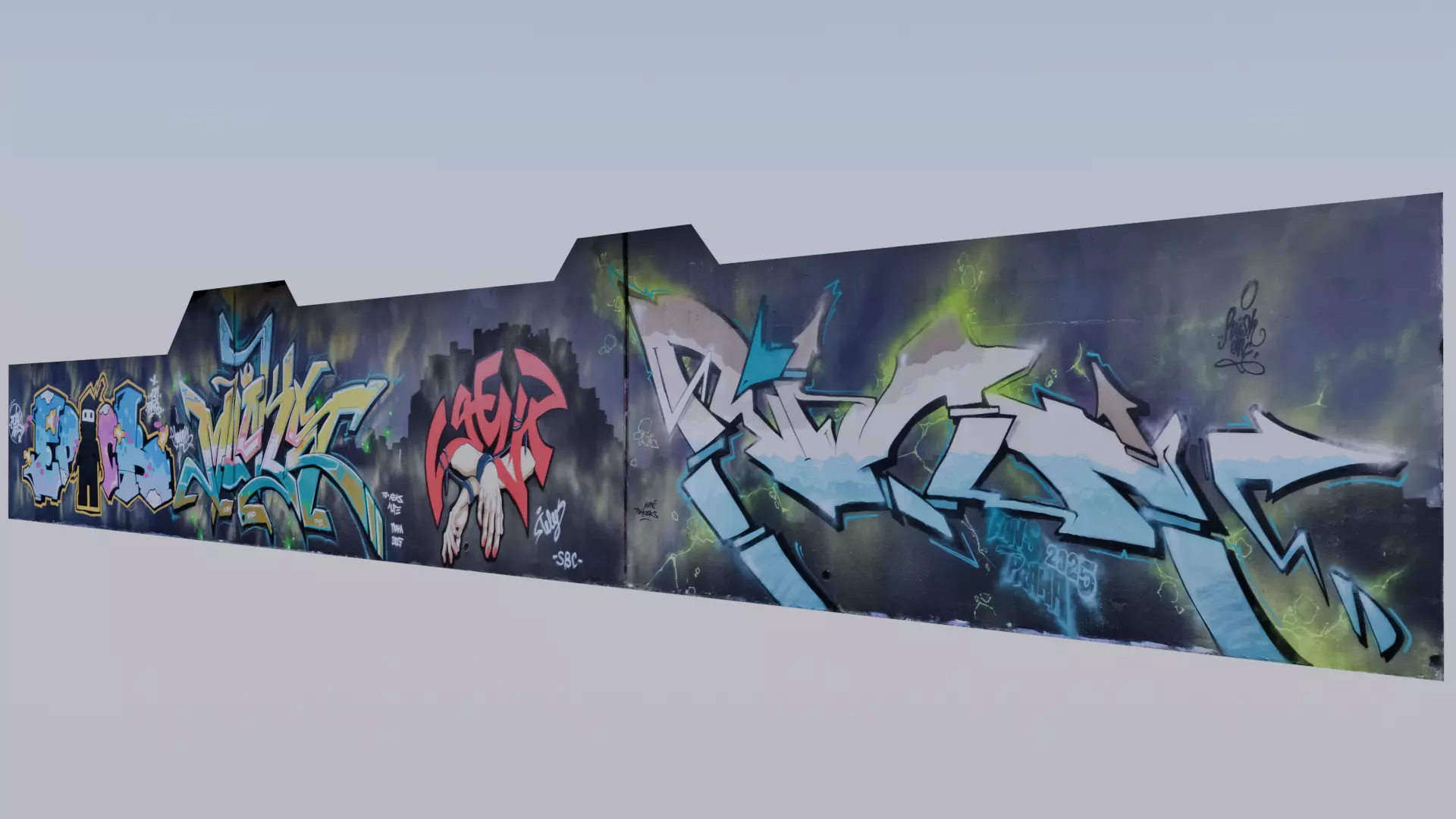 Big graffiti wall III 3D model_3