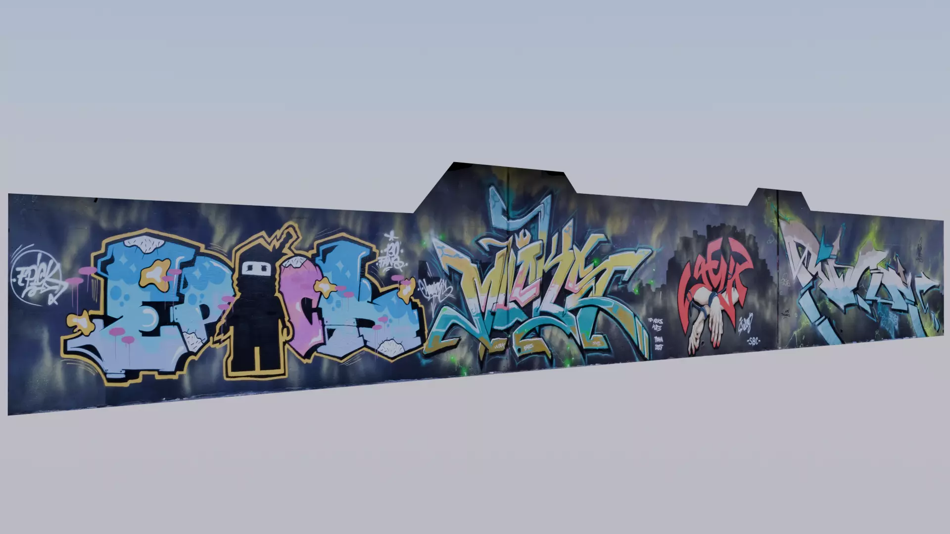 Big graffiti wall III 3D model_1