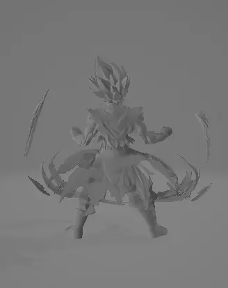 Saiyan Inspired Fighter - Stylized PBR 3D Character Game Ready Low-poly 3D model_6