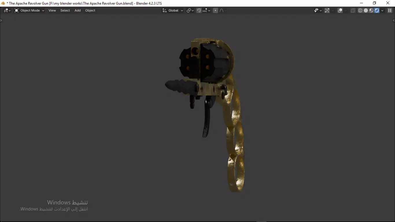 Apache revolver gun high detailed full parts game asset 3D model_32