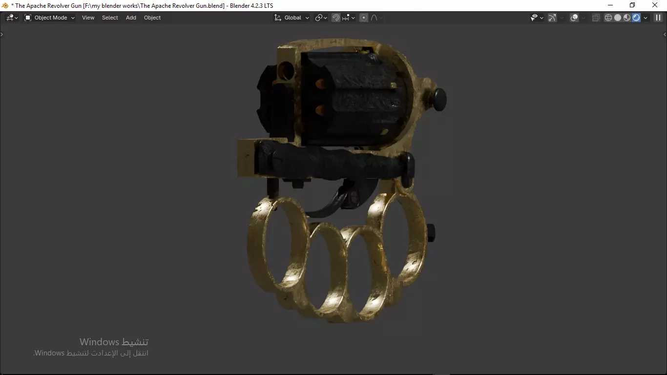 Apache revolver gun high detailed full parts game asset 3D model_13