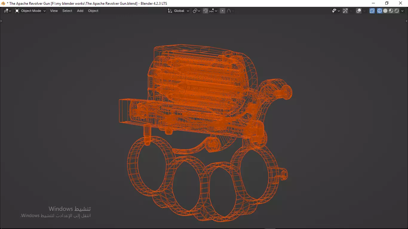 Apache revolver gun high detailed full parts game asset 3D model_71