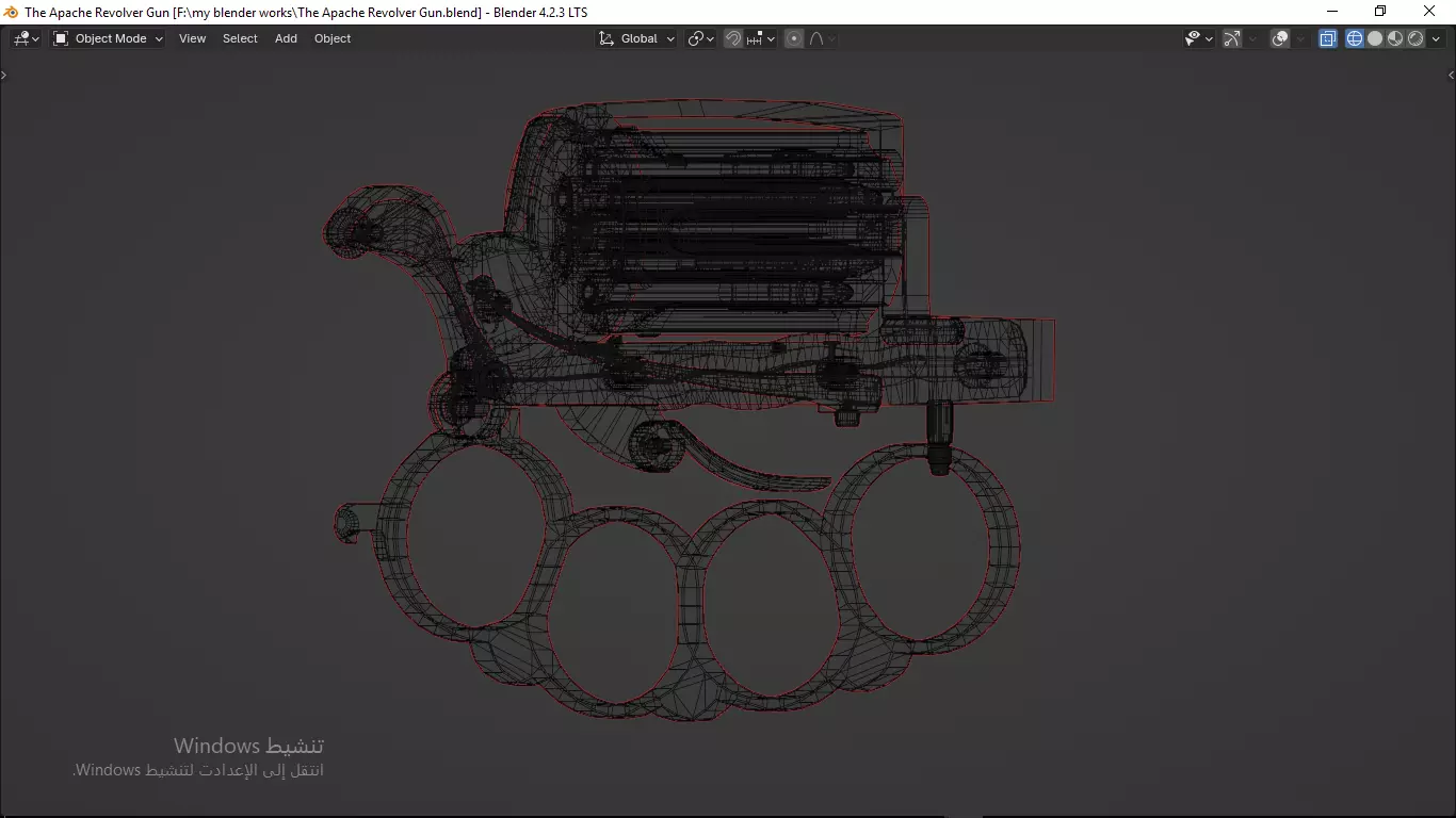 Apache revolver gun high detailed full parts game asset 3D model_66