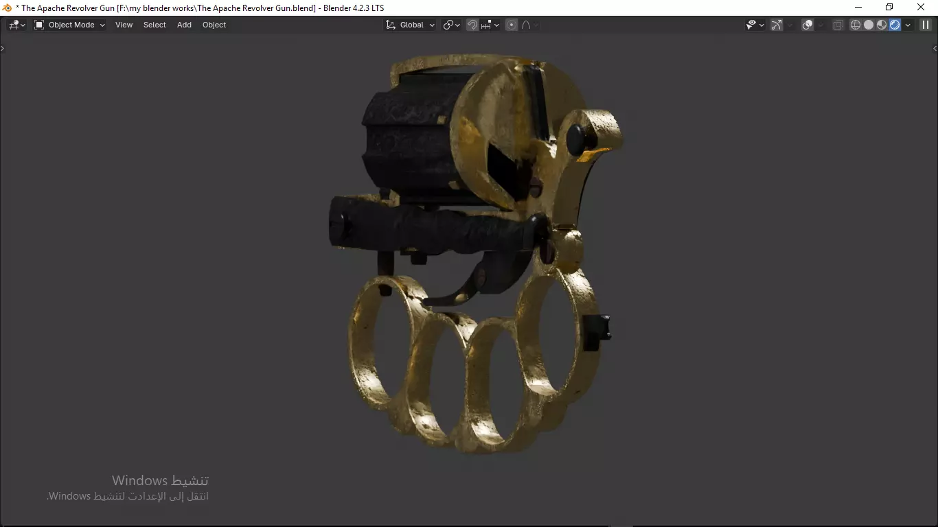 Apache revolver gun high detailed full parts game asset 3D model_18