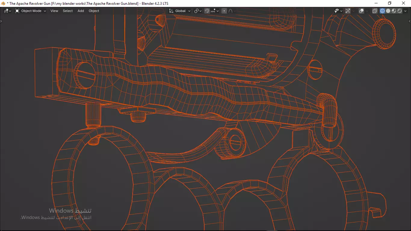 Apache revolver gun high detailed full parts game asset 3D model_75