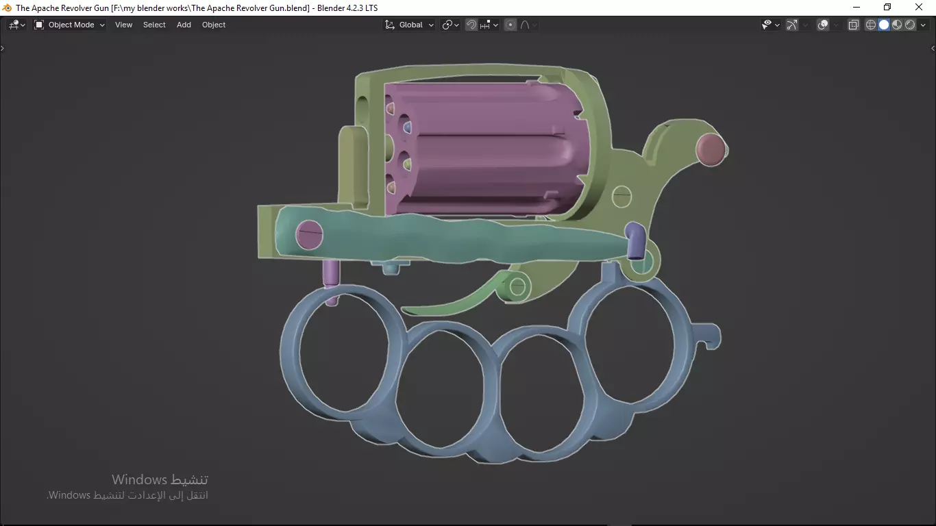 Apache revolver gun high detailed full parts game asset 3D model_42