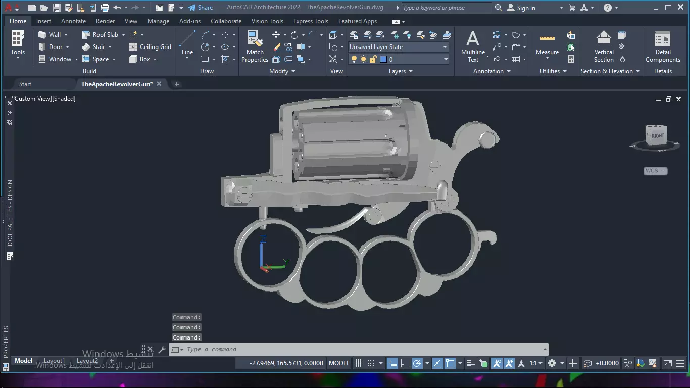 Apache revolver gun high detailed full parts game asset 3D model_76