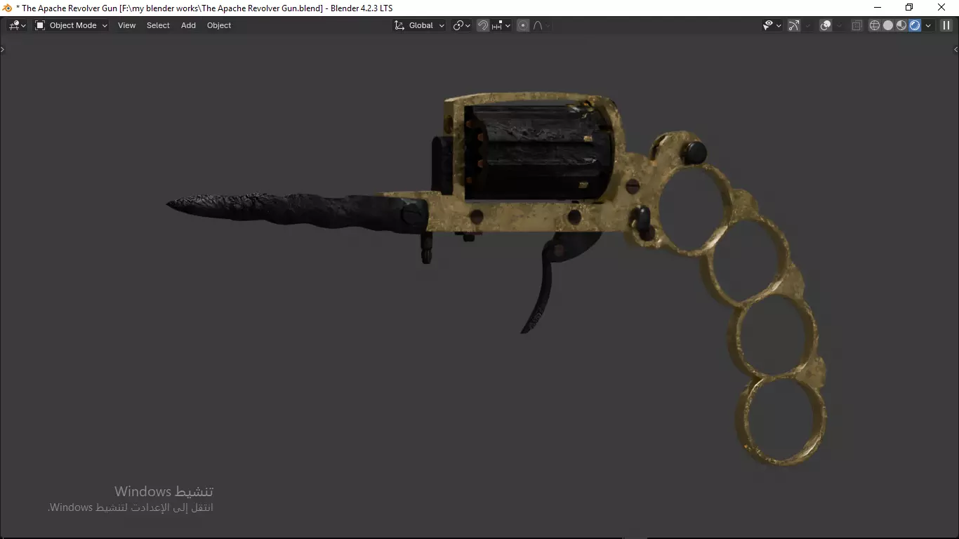 Apache revolver gun high detailed full parts game asset 3D model_35